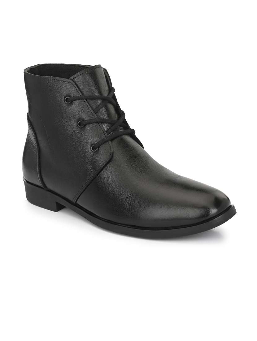 black leather lace up boot