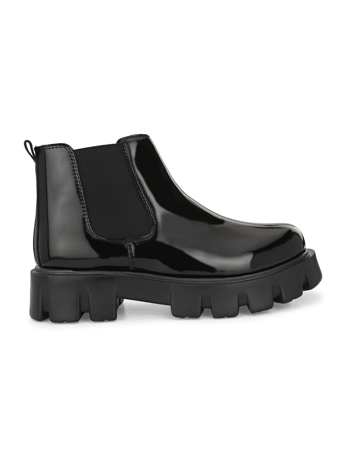 black synthetic slip on boot - 19947390 - Standard Image - 1
