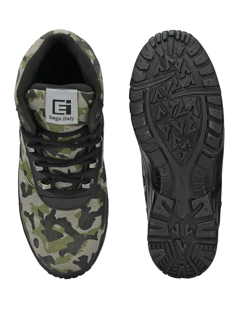 green camouflage print lace up high ankle boot - 19947397 -  Standard Image - 4