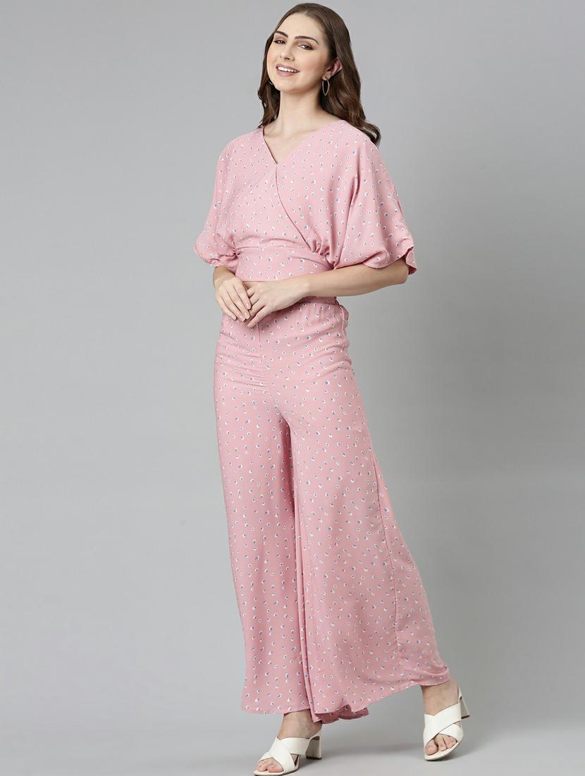 pink printed top and palazzos set - 19947671 - Standard Image - 1