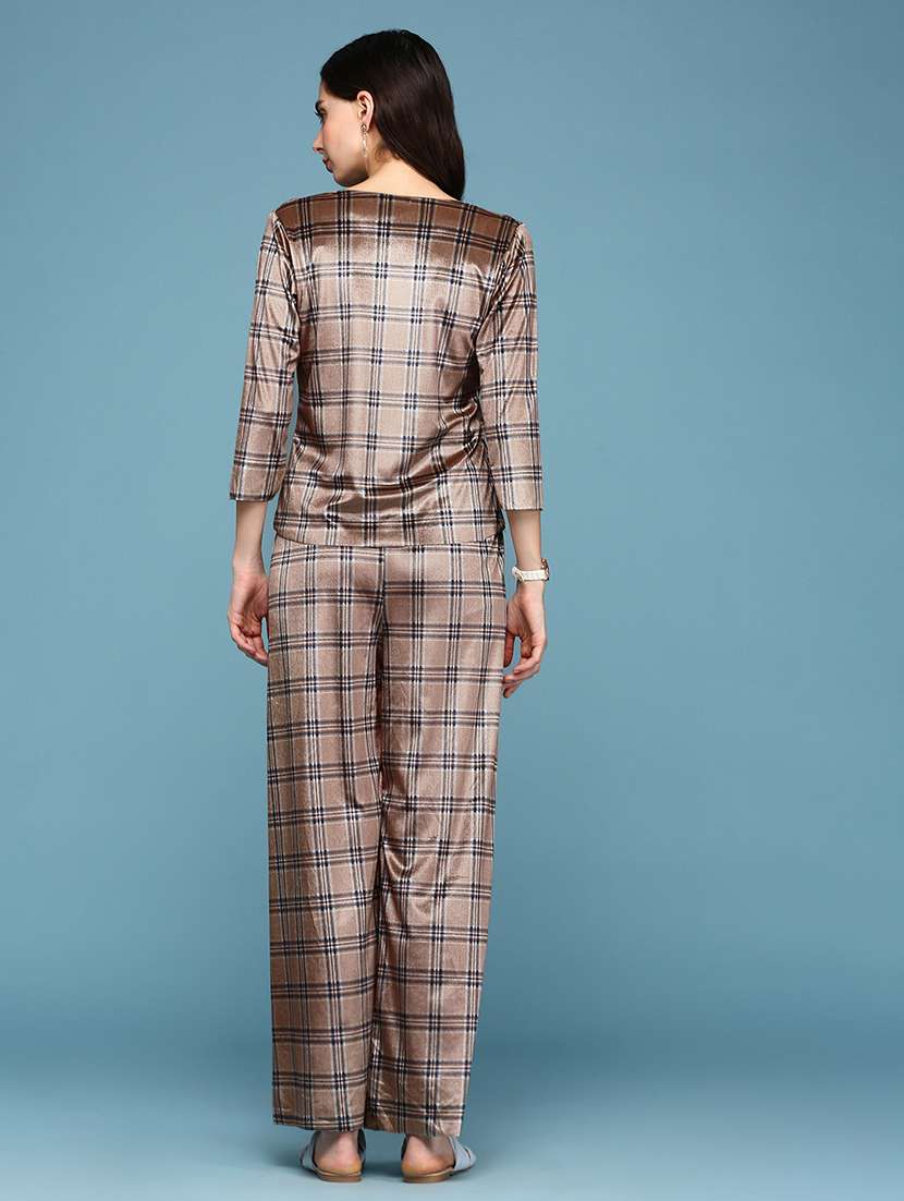 women checks print top and palazzo co-ords set - 19947678 - Standard Image - 4