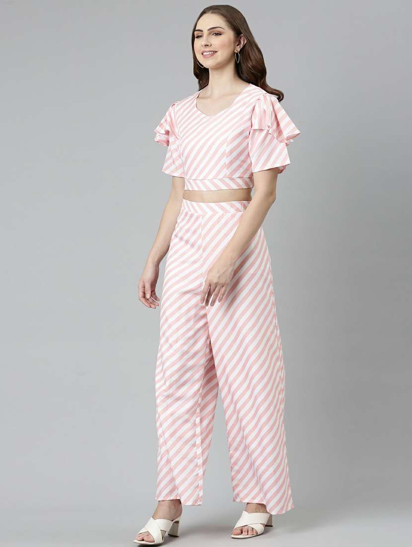pink striped top and palazzos set  - 19947684 -  Standard Image - 1