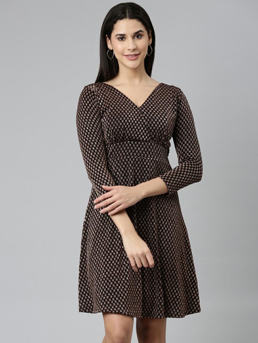 women's fit & flare geometric dress - 19947715 - Zoom Image - 0