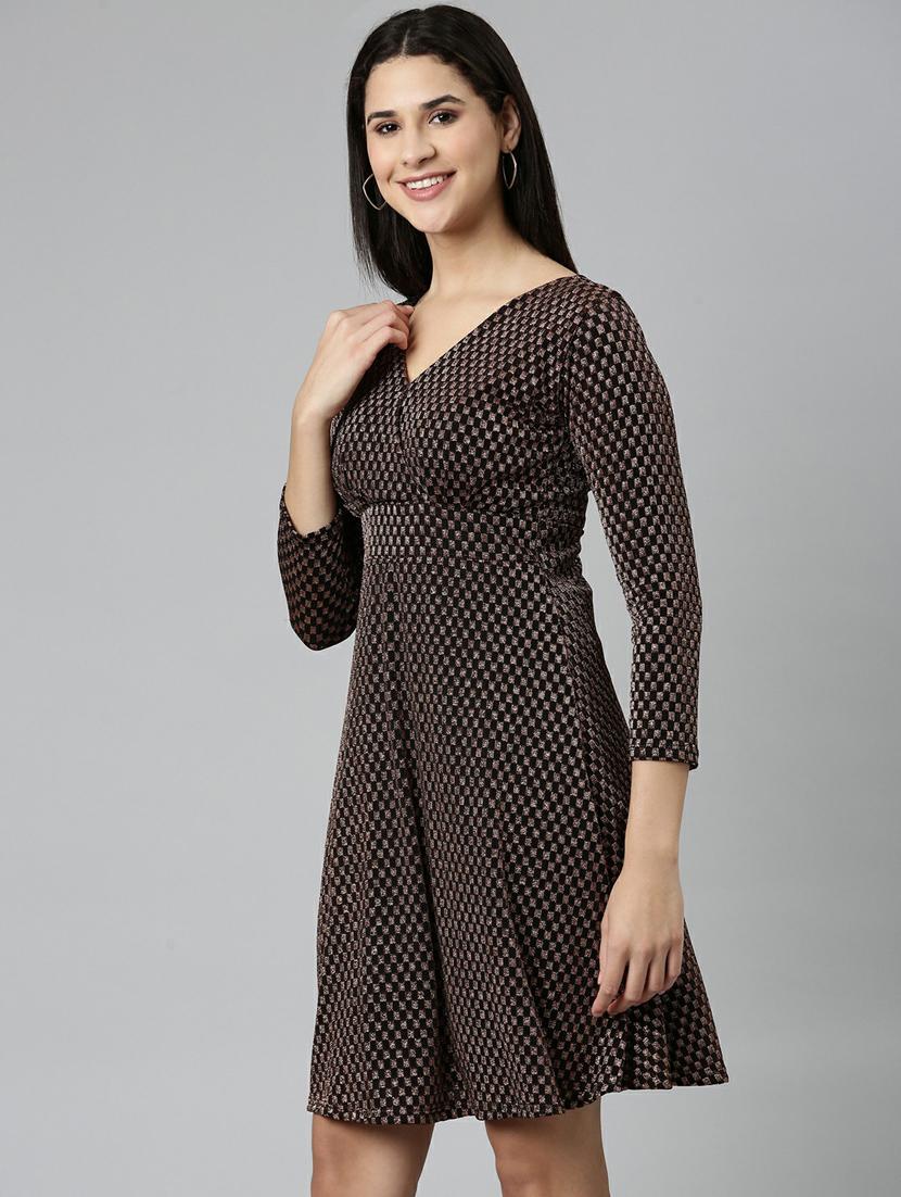 women's fit & flare geometric dress - 19947715 -  Standard Image - 1