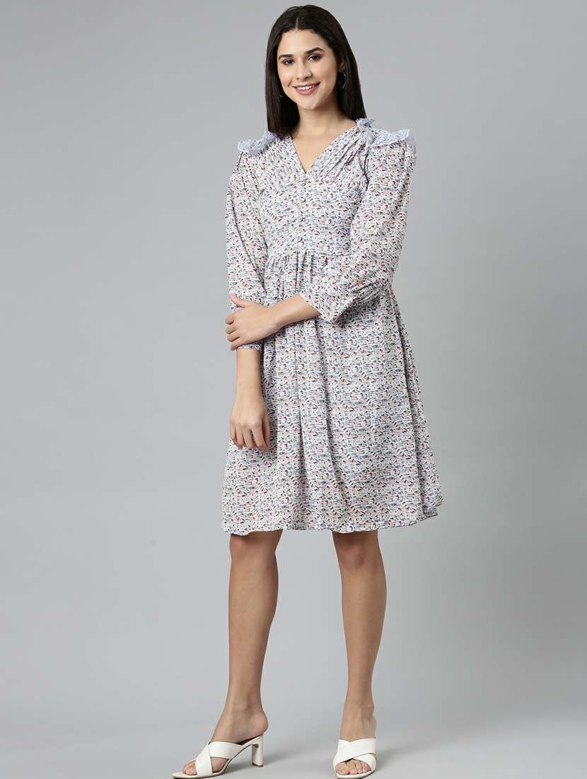 women's fit & flare checks dress - 19947728 - Standard Image - 1