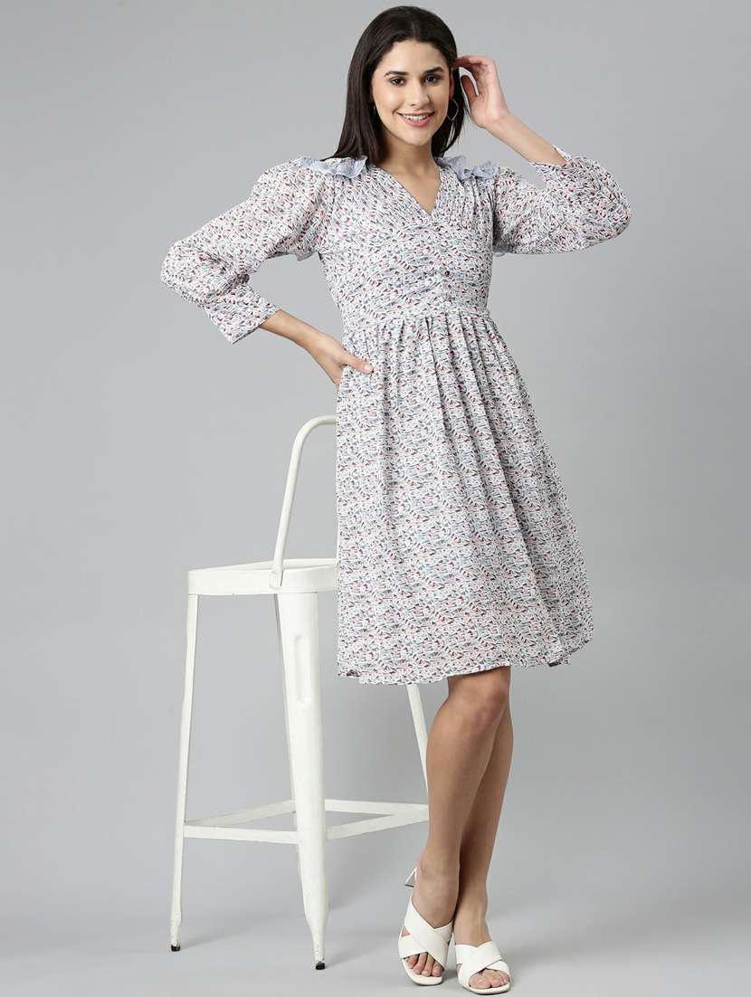 women's fit & flare checks dress - 19947728 - Standard Image - 4