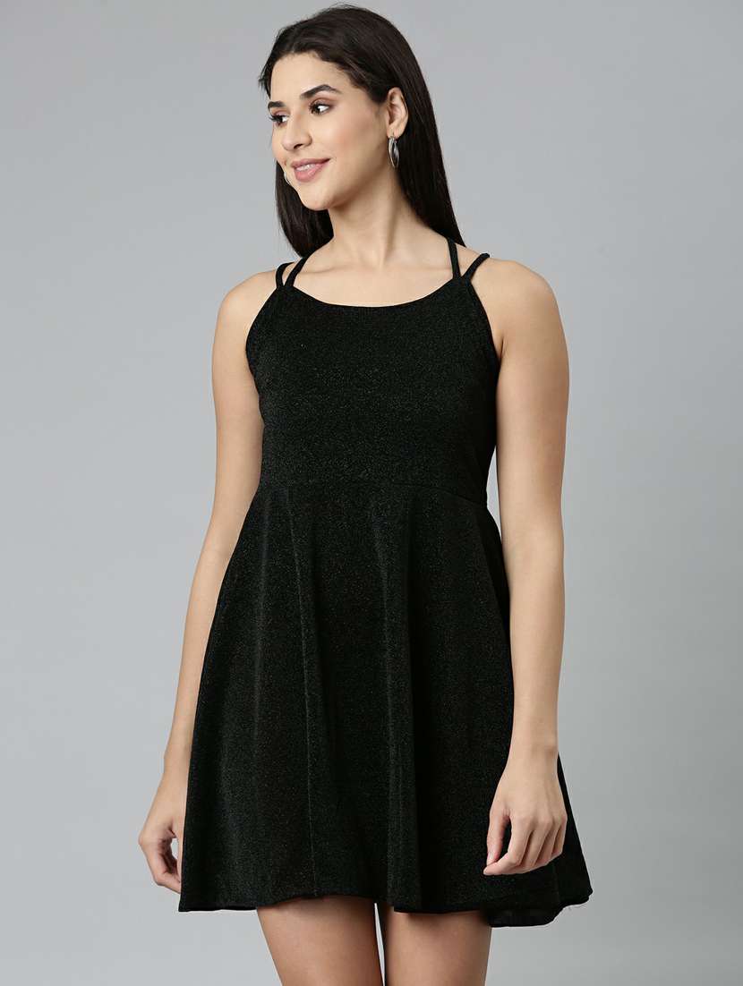 women's fit & flare solid dress