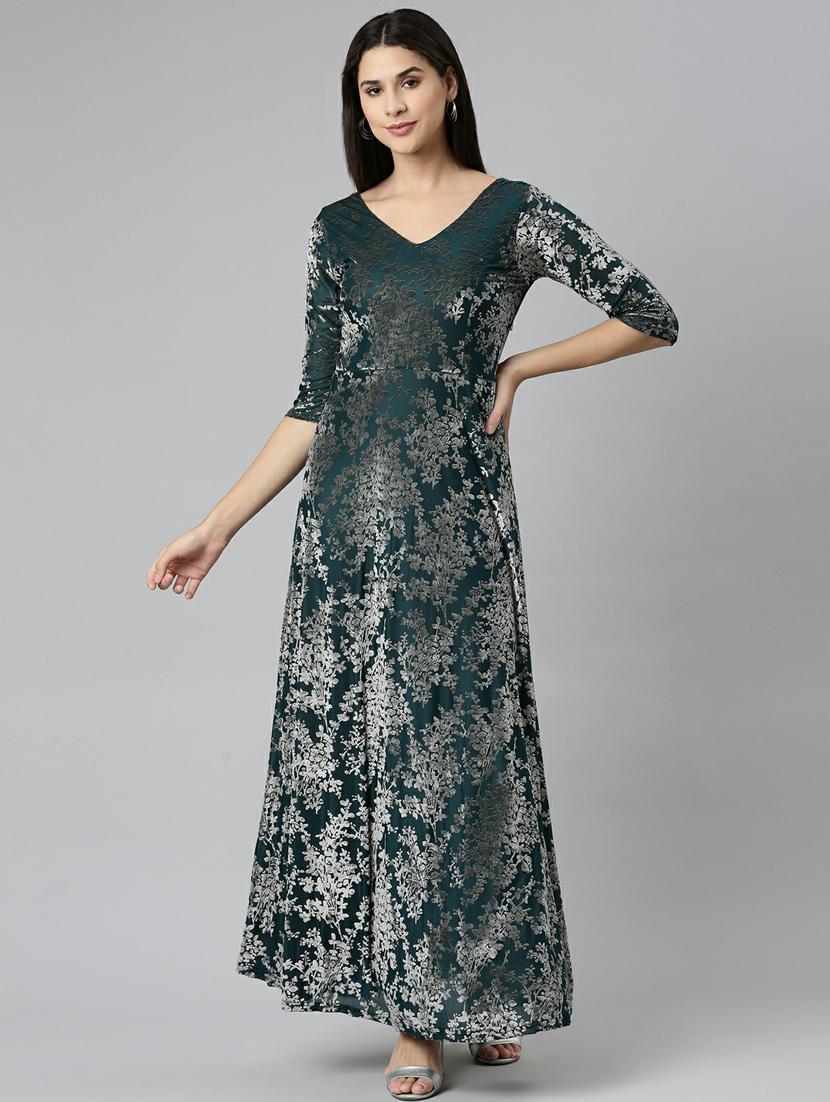 women's fit & flare printed dress - 19947774 - Zoom Image - 0
