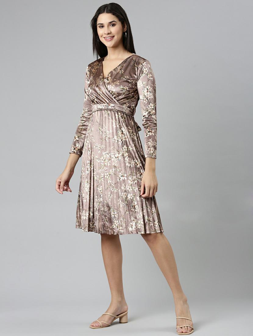 women's fit & flare floral dress - 19947777 - Standard Image - 1