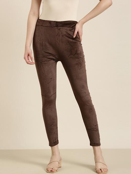 brown solid ankle length jegging - 19947860 -  Standard Image - 0