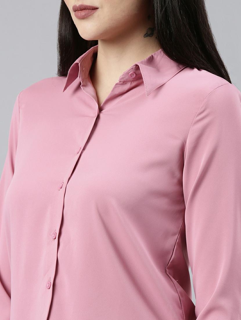 pink solid long sleeves regular shirt - 19947867 - Standard Image - 6