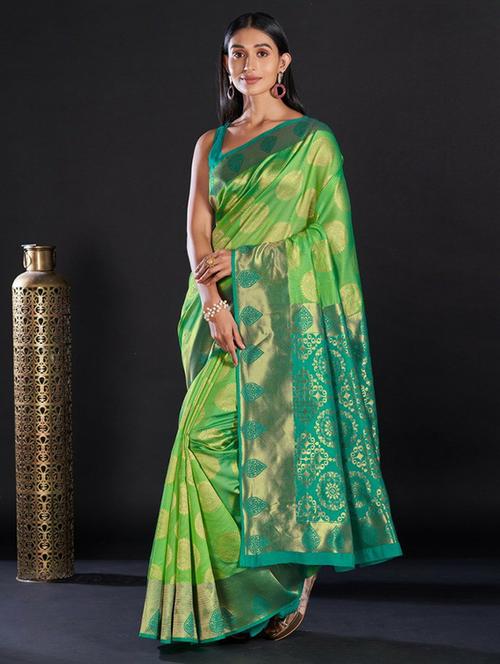 women's self design green colored saree with blouse - 19947912 -  Standard Image - 0