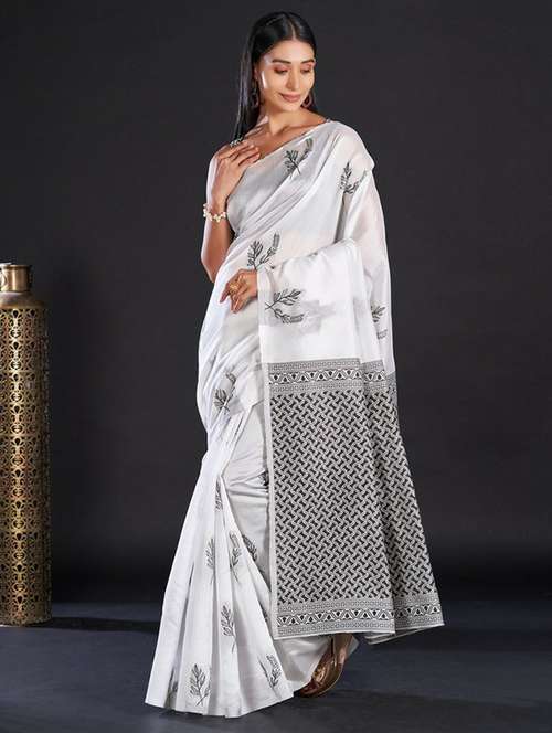 women's self design white colored saree with blouse - 19947917 - Standard Image - 0