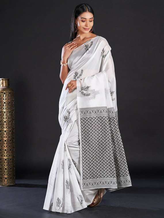 women's self design white colored saree with blouse - 19947917 - Zoom Image - 0