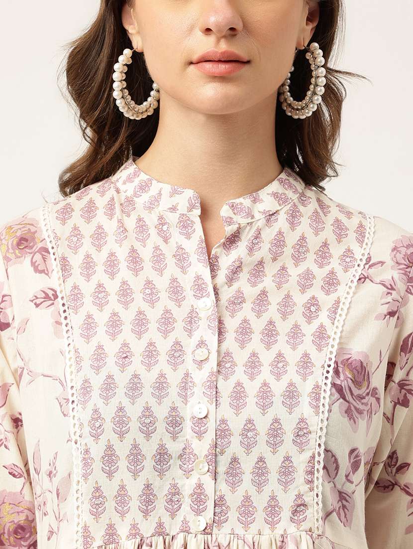 white floral printed kurta pant set - 19948041 -  Standard Image - 4