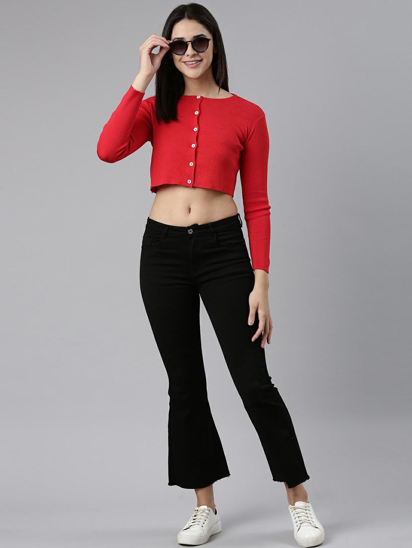 red solid cardigan - 19948279 - Standard Image - 6