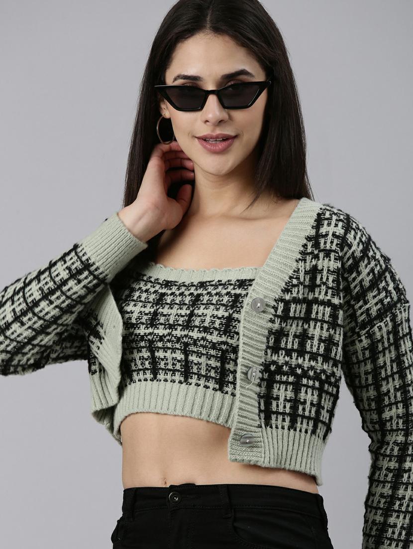women green wool cardigan - 19948283 - Standard Image - 1