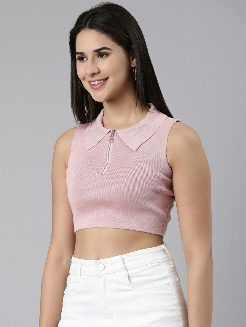 women's crop collared top - 19948397 - Standard Image - 1