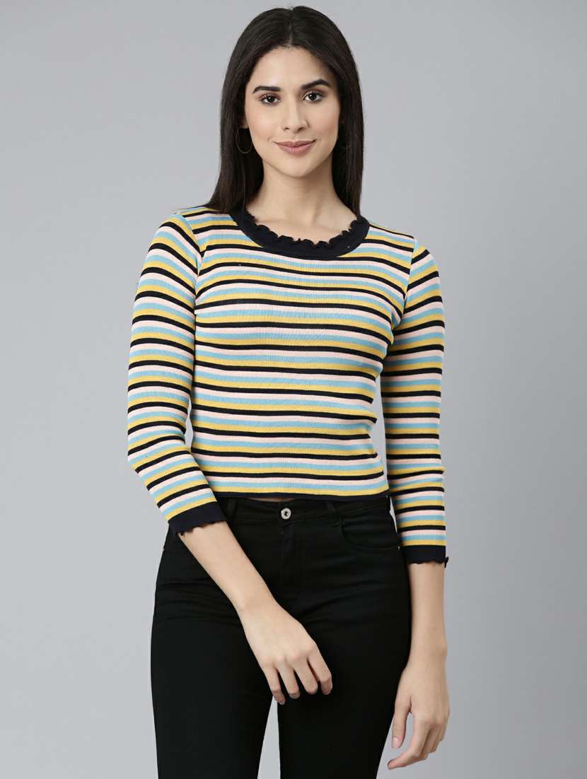 women's straight round neck top