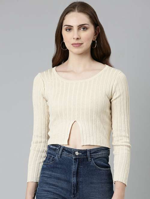 women's crop round neck top - 19948446 -  Standard Image - 0