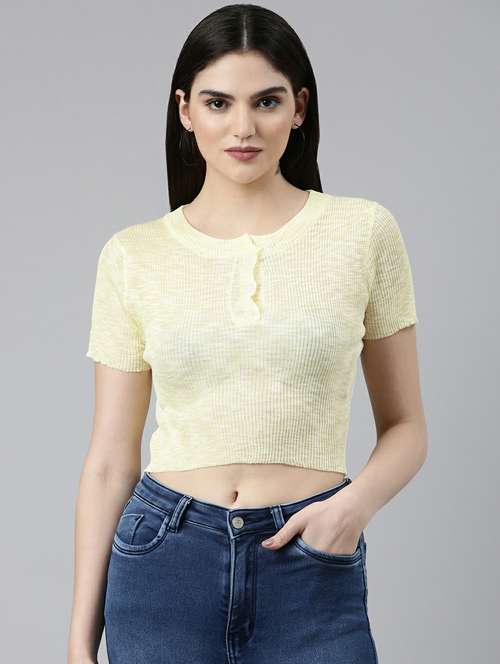 women's crop round neck top - 19948515 -  Standard Image - 0