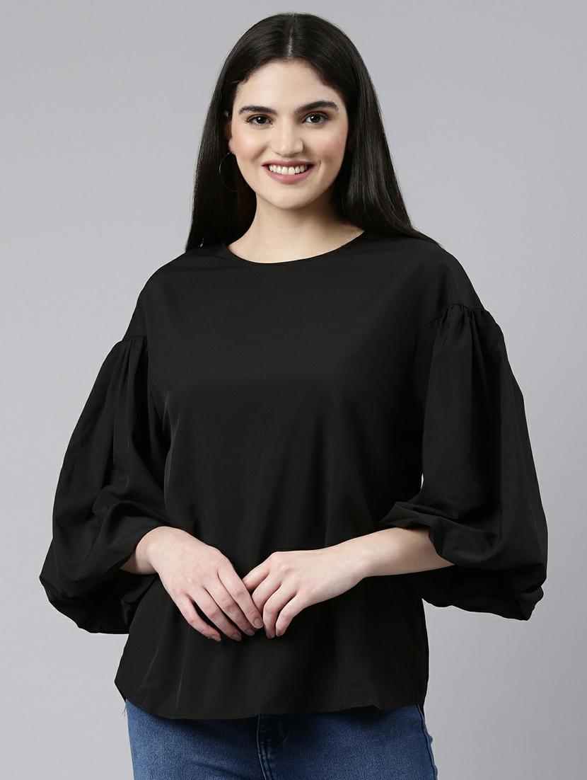 black polyester regular top - 19948572 -  Zoom Image - 0
