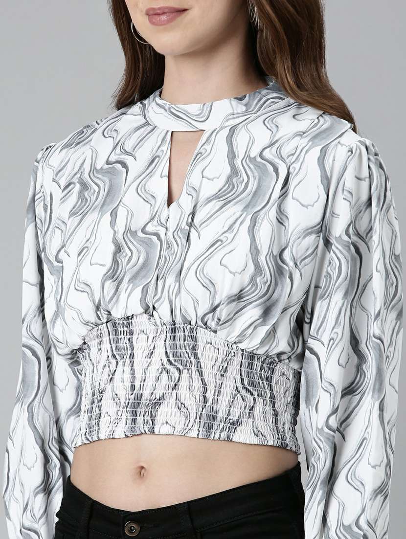 women's crop key hole neck top - 19948573 -  Standard Image - 6