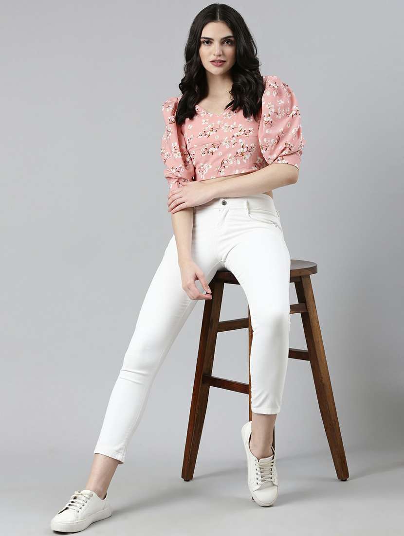 women's crop v neck top - 19948577 -  Standard Image - 4