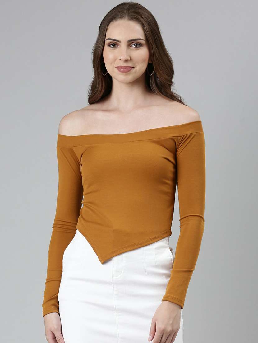 women's asymmetric off shoulder top