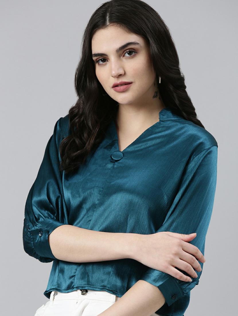 blue satin regular top - 19948588 -  Standard Image - 1