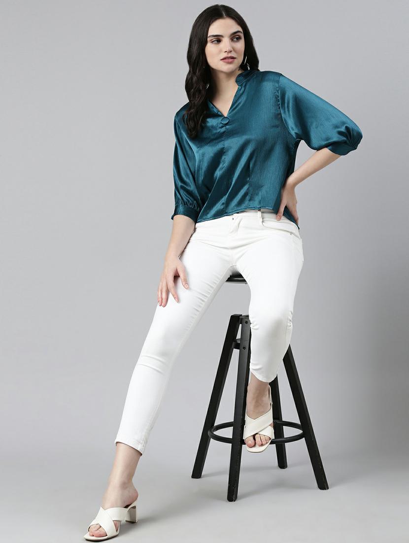 blue satin regular top - 19948588 - Standard Image - 4