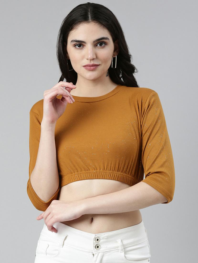 women's crop round neck top - 19948600 -  Zoom Image - 0