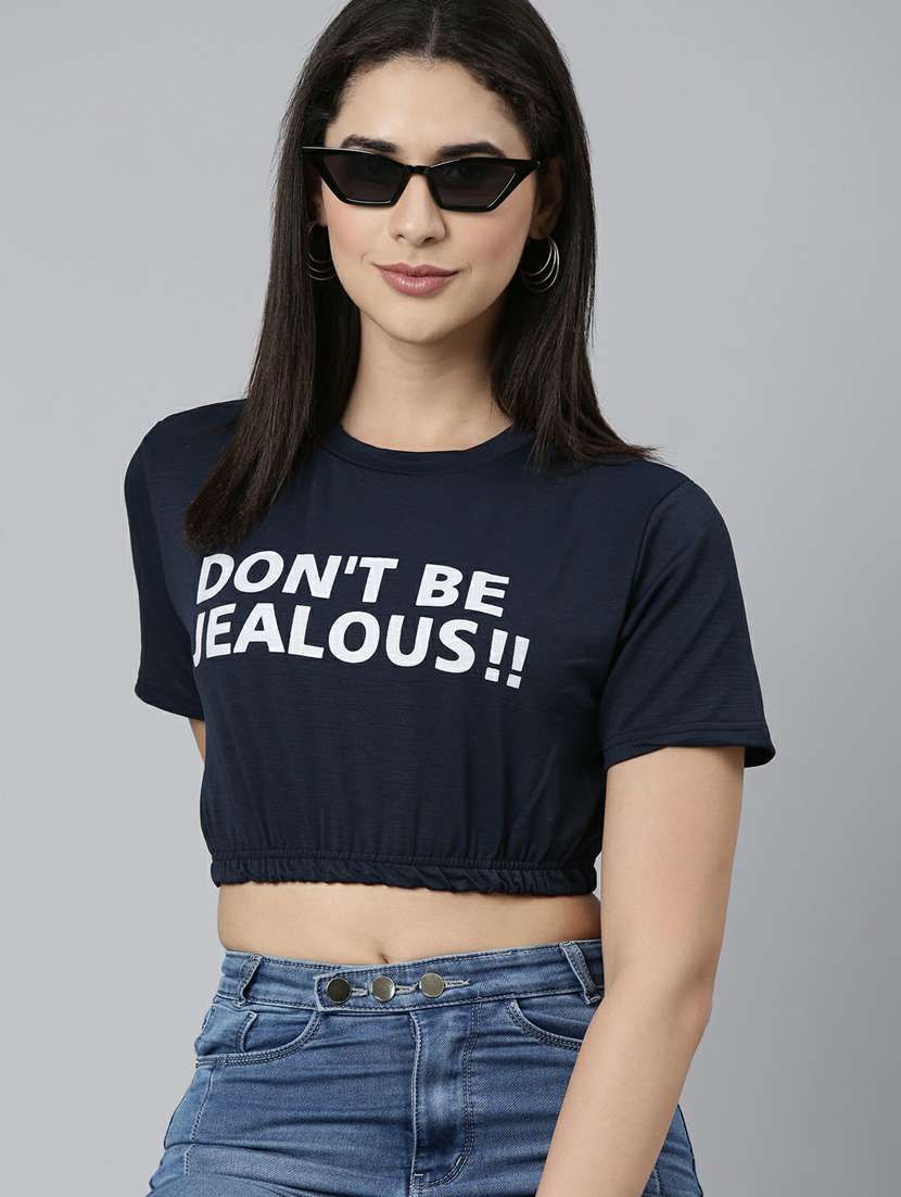 women's crop round neck top - 19948604 -  Standard Image - 1