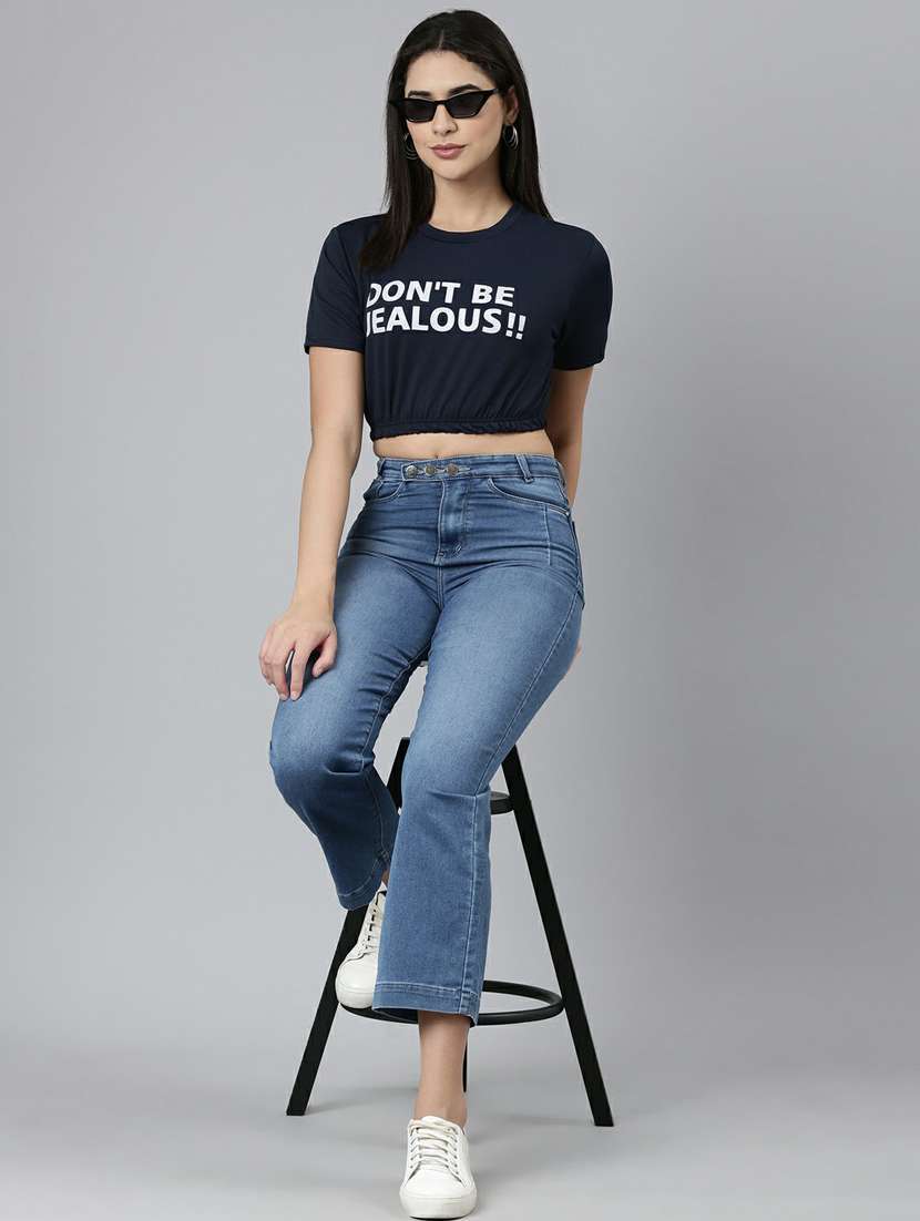 women's crop round neck top - 19948604 -  Standard Image - 4