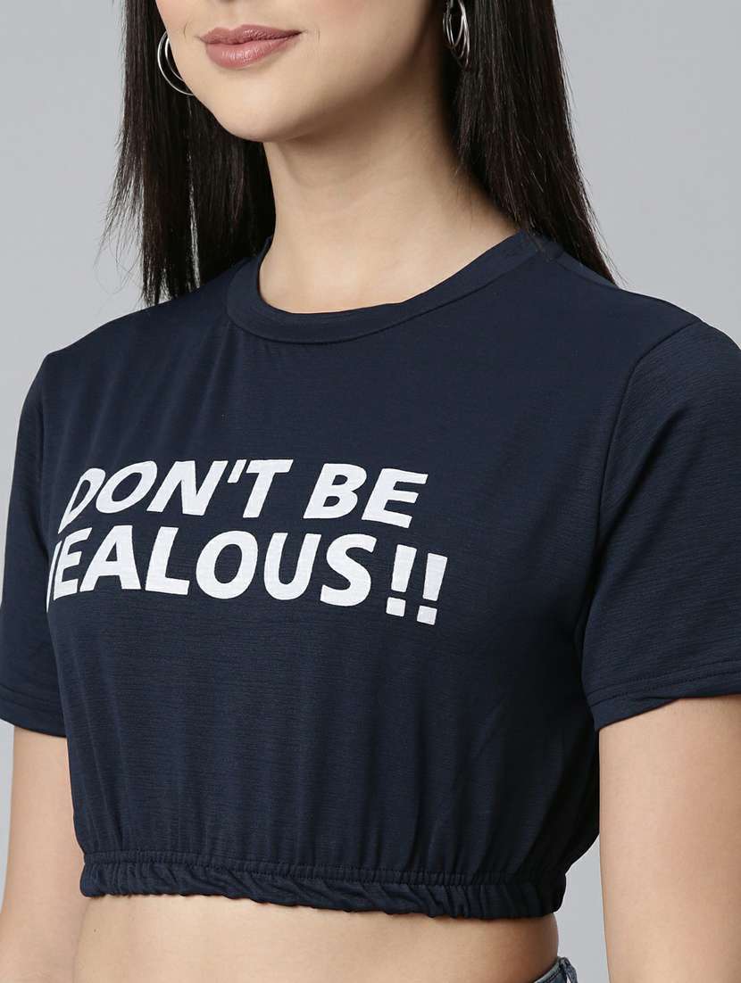 women's crop round neck top - 19948604 -  Standard Image - 6