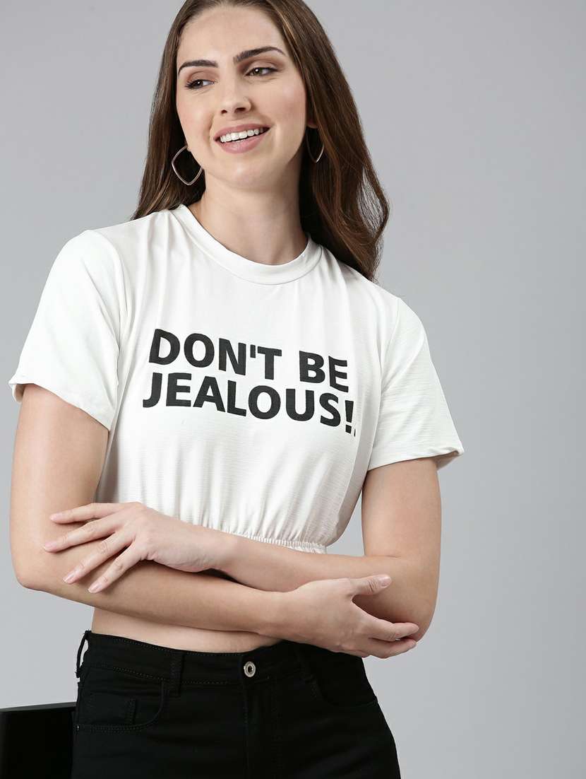 women's crop round neck top - 19948605 -  Standard Image - 1