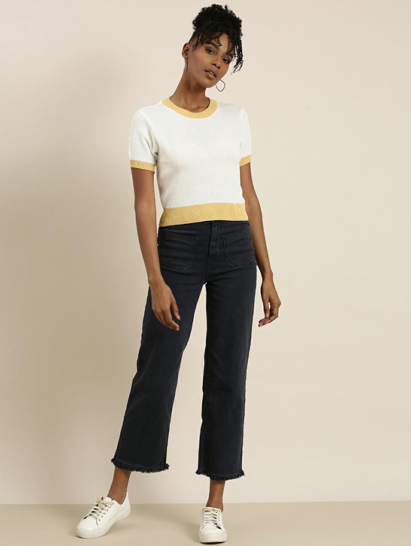 women's white round neck top - 19948617 - Standard Image - 4