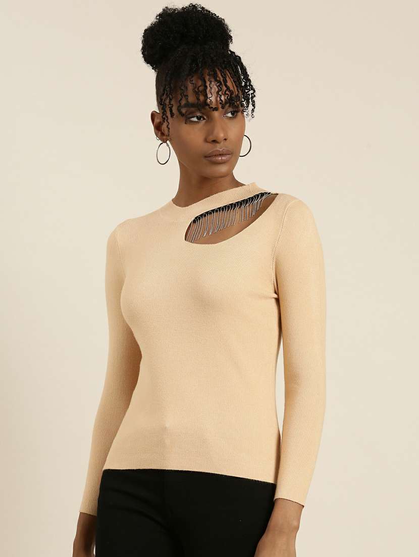 women's straight round neck top