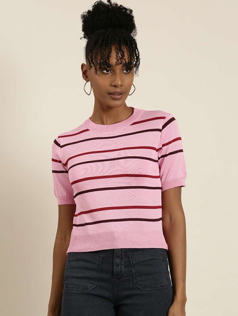 women's straight round neck top