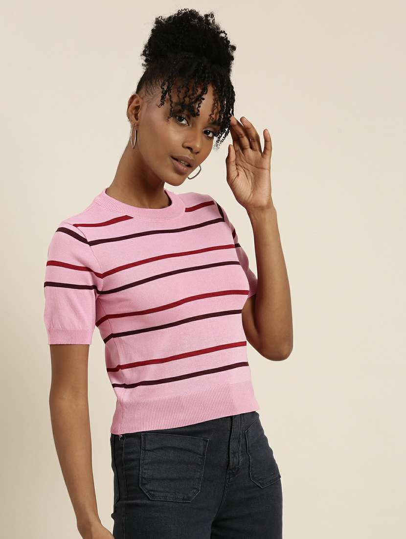 women's straight round neck top - 19948624 - Standard Image - 1
