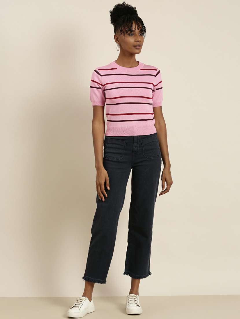 women's straight round neck top - 19948624 - Standard Image - 4
