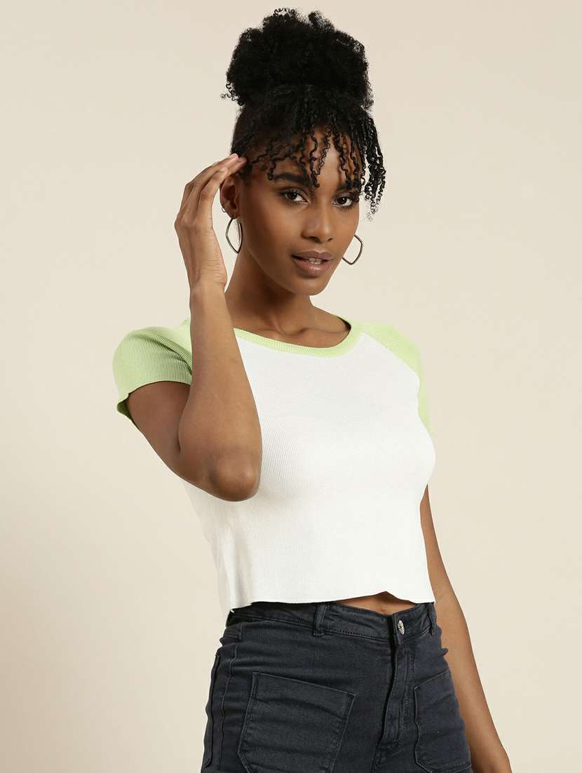 women's crop round neck top - 19948630 -  Standard Image - 1