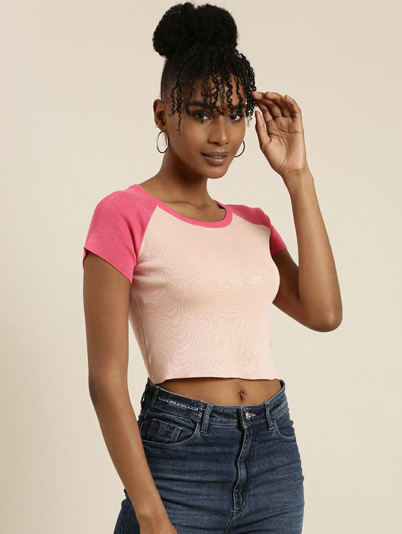 women's crop round neck top - 19948631 -  Standard Image - 1