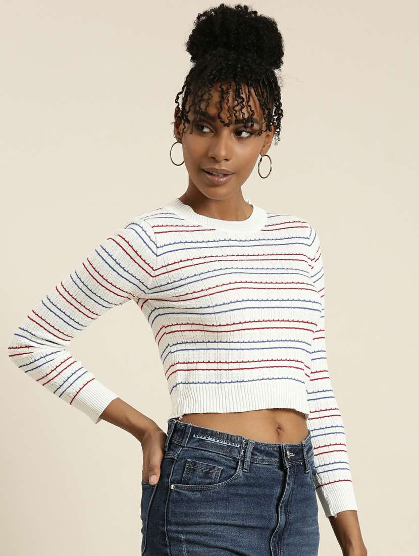women's crop round neck top - 19948633 -  Standard Image - 1