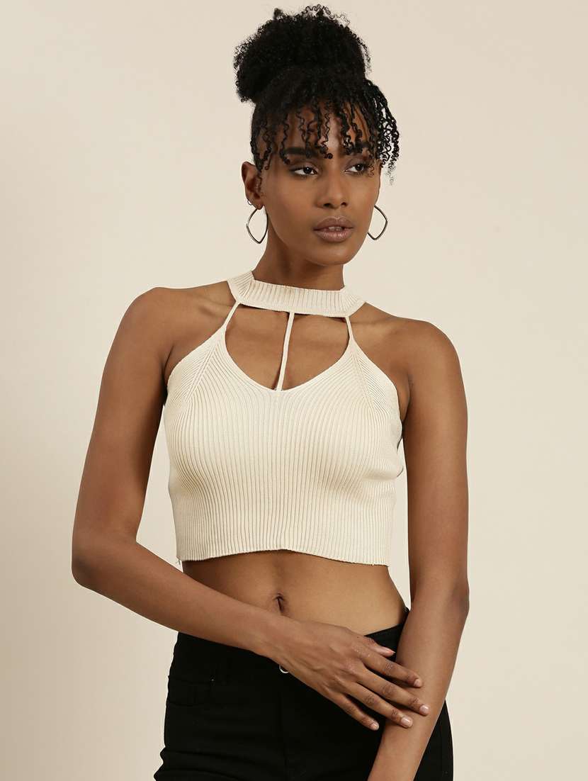 women's crop halter neck top