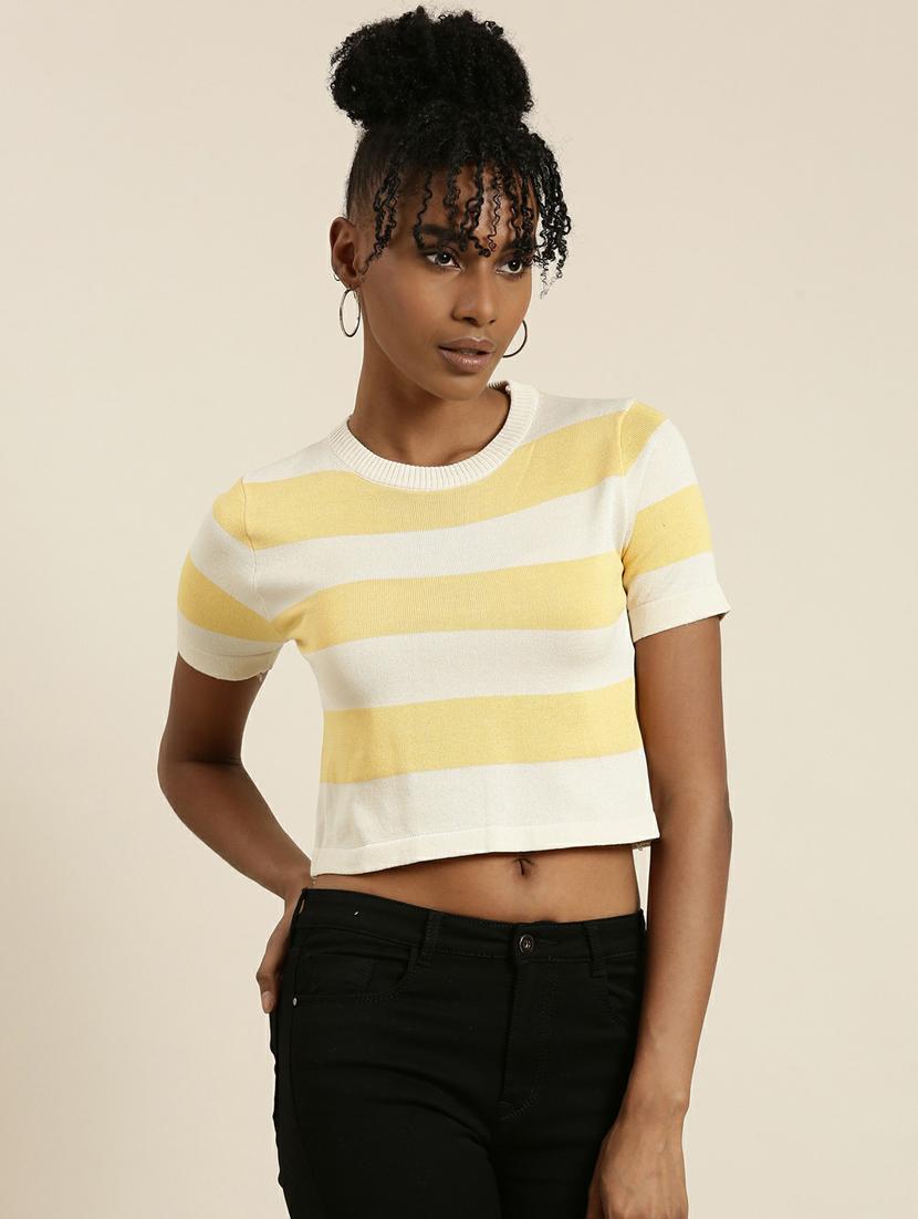 women's crop round neck top - 19948656 -  Standard Image - 1