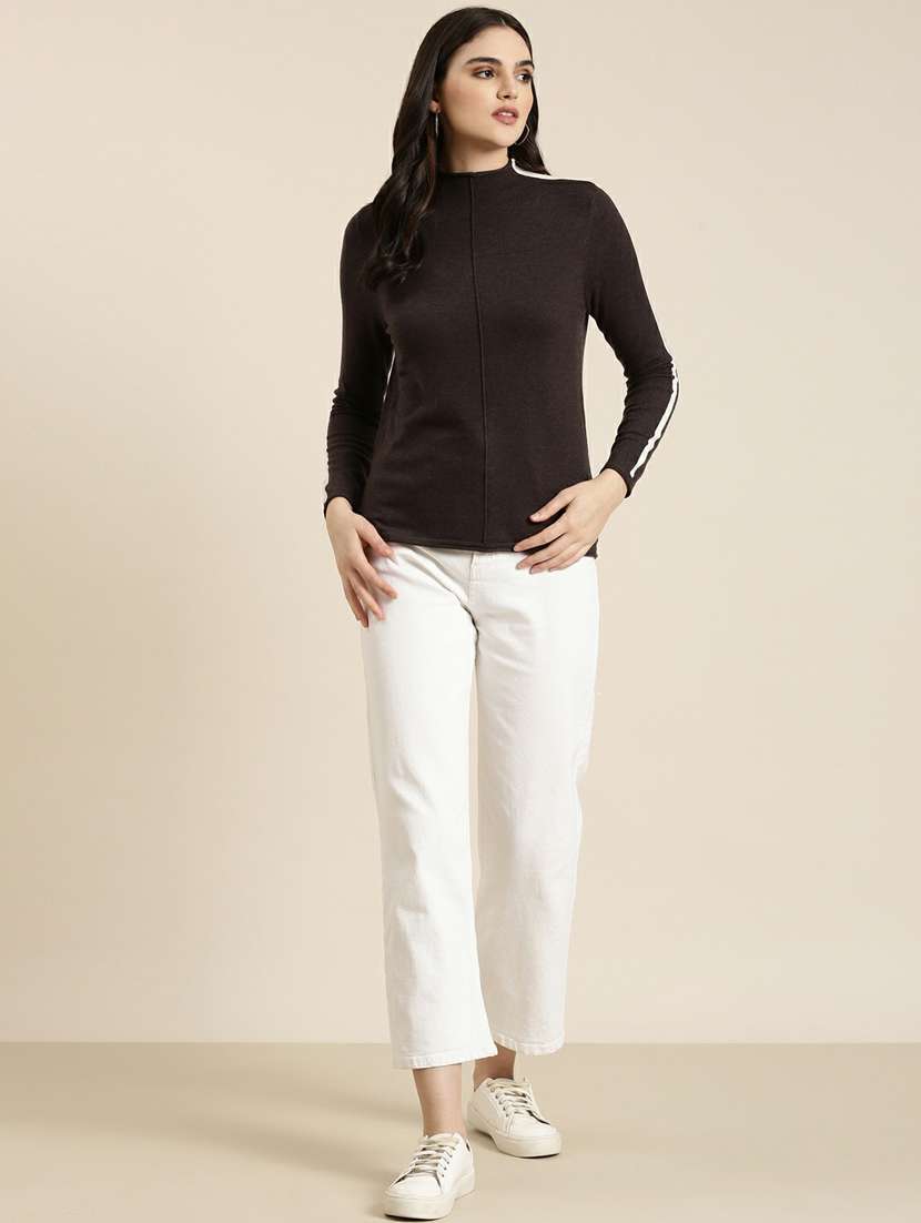 women's straight high neck top - 19948675 - Standard Image - 4