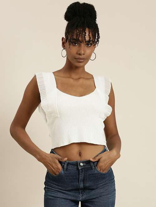 white acrylic crop top - 19948679 -  Standard Image - 0