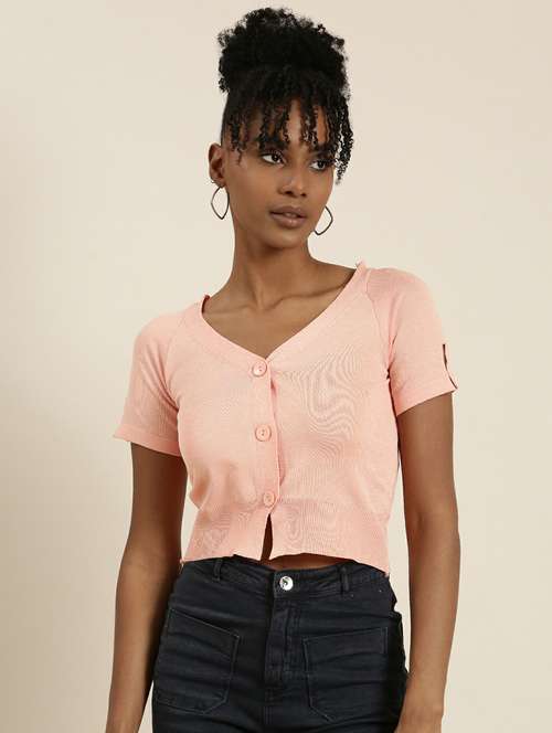 women's crop v neck top - 19948681 -  Standard Image - 0