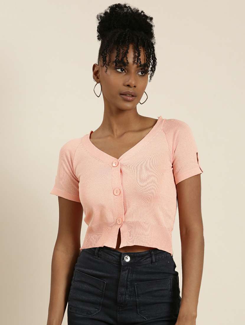 women's crop v neck top - 19948681 -  Zoom Image - 0